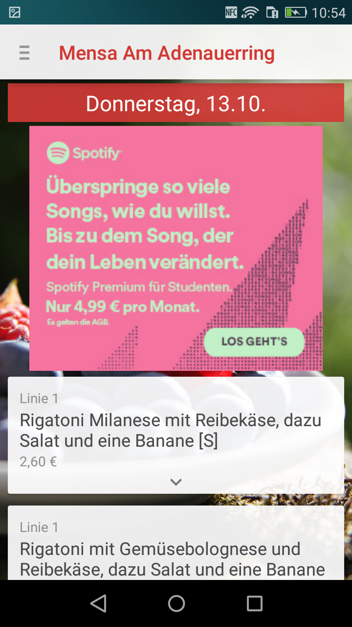 Spotify Mobile Werbekampagne Screenshot - Studicluster Referenz mit 650.000+ Impressions und 28.000+ Klicks